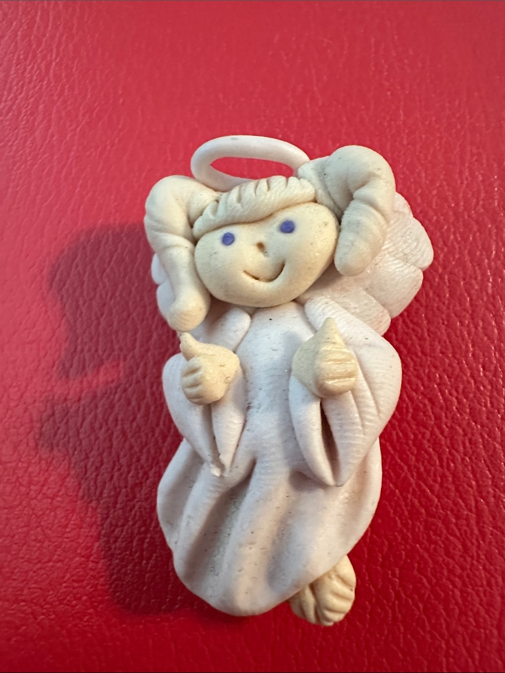 Vintage 80s/90s Handmade Polymer Clay Angel Brooch